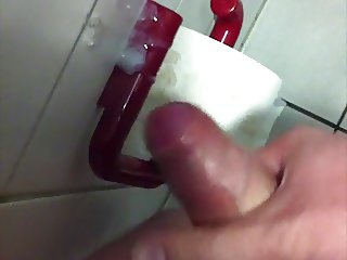 Chronic Masturbator Jerking On a Public toilet Paper