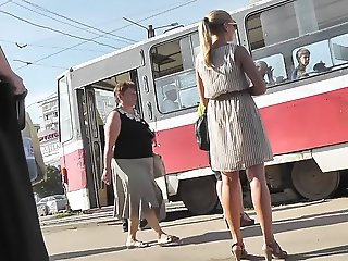 Beautiful Blonde Upskirted On A Bus