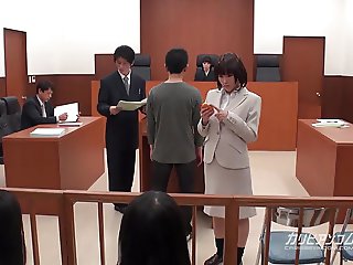 asian lawyer having to hand job in the court