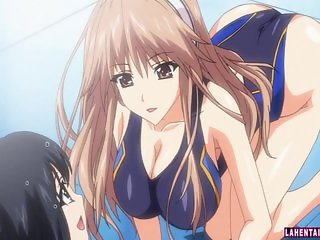 Hentai cutie in swimsuit gives tittyfuck